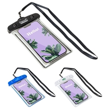 aerial view a group of voyage waterproof accent water resistant phone pouch, image 1 of 2