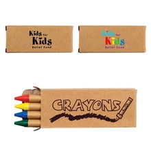 a beige box with blue/red/green/yellow crayons 4 pack of wax crayons