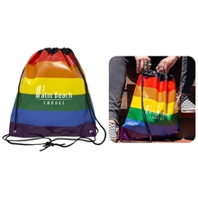 a rainbow vibrant rainbow drawstring backpack