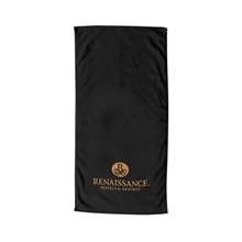 aerial view a black soft coastal beach towel, image 1 of 2