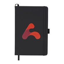 aerial view a black 5.5 x 8.5 fsc(r) mix pineapple leather journal, image 1 of 7