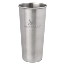 aerial view a silver 3.5 oz stainless steel shot glass shooter cup, image 1 of 2