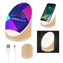 a group of edgewood bamboo speaker wireless charger