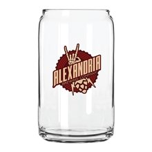 aerial view a clear 16 oz beer can glass - usa, full color digital, image 1 of 2