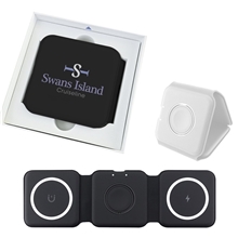 aerial view a group of 3- in -1 travel charger, image 1 of 2