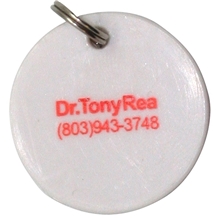 aerial view a white key tag keyring round, image 1 of 2