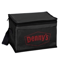 aerial view a black 6 pack non woven cooler - lunchbox, image 1 of 2