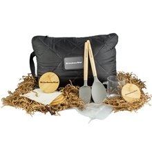 aerial view a group of recharge relaxation kit with bamboo and silicone accessories, image 1 of 2