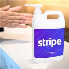 aerial view a group of 1 gallon / 128 fl. oz antibacterial hand sanitizer, image 1 of 4