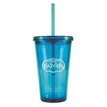 aerial view a aqua 16 oz bpa free freedom tumbler, image 1 of 3