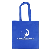 aerial view a royal blue economy non - woven tote, image 1 of 2