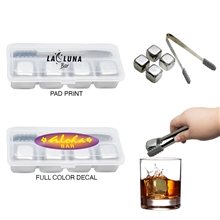 a clear case/silver ice cubes/silver & gray tongs deluxe ice cube set with tongs and storage case