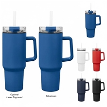 aerial view a group of 40 oz quest recycled stainless steel tumbler, image 1 of 5