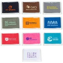 aerial view a group of 6 x 6 220gsm microfiber cleaning cloth in clear pvc case, image 1 of 2