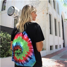 a group of tie - dye drawstring bag