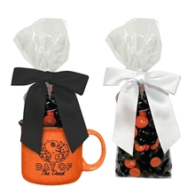 a group of halloween sip - n - snack
