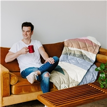 aerial view a group of quilted lightweight outdoor blanket, image 1 of 4