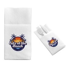 aerial view a white full color pocket dinner napkin, image 1 of 2
