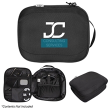 aerial view a black rpet tech travel pouch, image 1 of 3