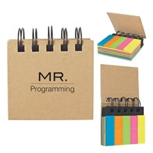 a group of spiral book with sticky notes and flags