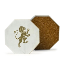 aerial view a white marble octagon coaster (single), image 1 of 3