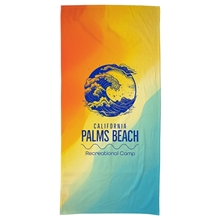 aerial view a group of silk touch beach blanket / towel 30 x 60 360gsm poly / cotton - full color, image 1 of 2