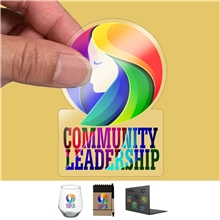 a group of customcut(tm) clear full color custom shape decals 2 to 9 sq. inch