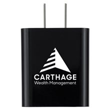 aerial view a black leeman dual wall adapter 20w, image 1 of 5