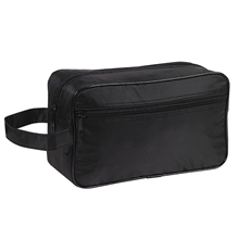a black toiletry travel bag