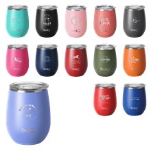 a group of swig(r) 14 oz matte stemless wine cup, laser, standard