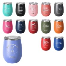a group of swig(r) 14 oz matte stemless wine cup, laser, premium