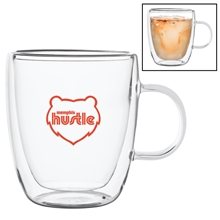 a group of 14 oz double walled latte glass mug w / handle