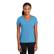 a aquatic blue port company(r) ladies performance blend v - neck tee