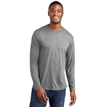 aerial view a athletic heather port company(r) long sleeve fan favorite(tm) tee, image 1 of 5