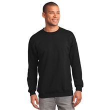 aerial view a jet black port co(r) essential fleece crewneck sweatshirt, image 1 of 6