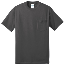 aerial view a charcoal port co(r) core blend pocket tee, image 1 of 6