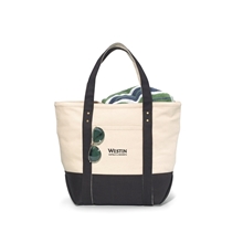 aerial view a black seaside zippered cotton tote bag - black, image 1 of 2