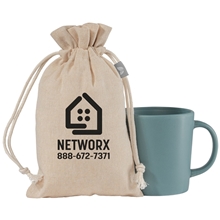 aerial view a natural 7501 small gift bag - 4 oz recycled cotton blend, image 1 of 9