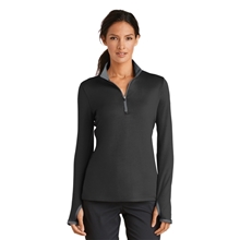 aerial view a black/ dark grey nike ladies dri - fit stretch 1/2- zip cover - up, image 1 of 5