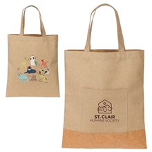 aerial view a natural carina rpet cork tote bag, image 1 of 5