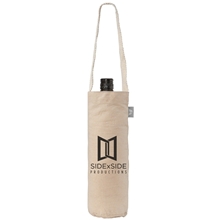 aerial view a natural single - bottle wine tote bag - 6 oz recycled cotton blend, image 1 of 6