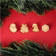 a group of wood lapel pins 1 1/4 w x 1 1/4 h