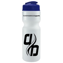 a navy blue lid & translucent frost bottle the journey bottle - 28 oz bike white water bottle with flip lid