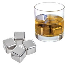 aerial view a group of branded stainless steel whiskey ice cube, image 1 of 5