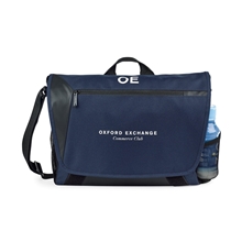aerial view a navy blue sawyer laptop messenger bag, image 1 of 6