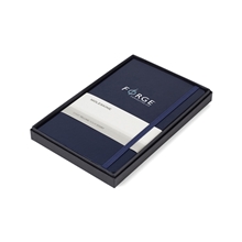 aerial view a navy blue moleskine(r) large notebook gift set, image 1 of 2