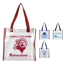 a group of 12 w x 12 h x 6 gusset - matterhorn clear vinyl stadium compliant tote bag (stadium compliant)