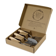 aerial view a wood heritage supply(tm) premium gardeners tool set, image 1 of 5