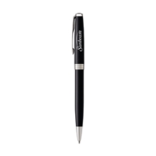 aerial view a black - silver trim parker sonnet ballpoint, image 1 of 5
