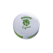 aerial view a lime green/white round 4- port usb hub, image 1 of 4